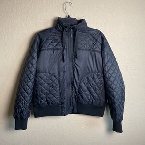Bass Outdoor Womens Small Black Quilted Trim Zip Up Bomber Jacket Winter NWT